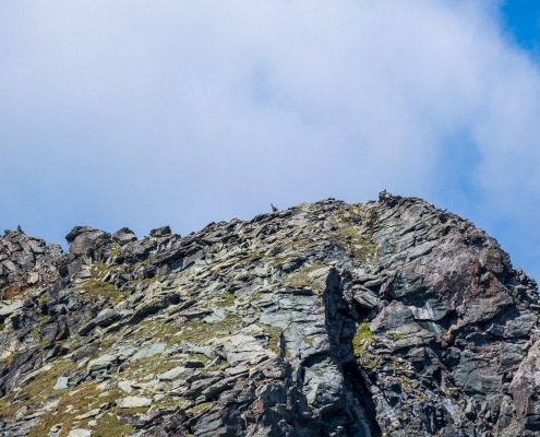 Looking toward the summit of the Rothorn, someone is waiting for us