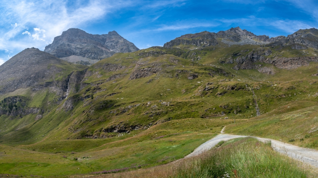 The path climbs in the direction of the opening at the top