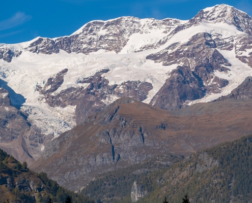 Punta Telcio with characteristic avalanche guards