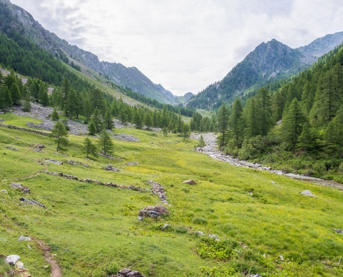 Il muro che costeggia un lungo tratto del sentiero