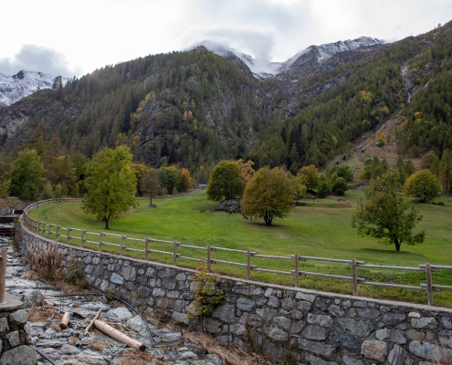 The trail follows the stream and then enters the narrow gorge in the middle of the photo