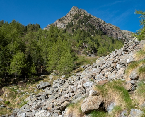 L'ultima pietraia, si vede la baita di Furka poco sopra