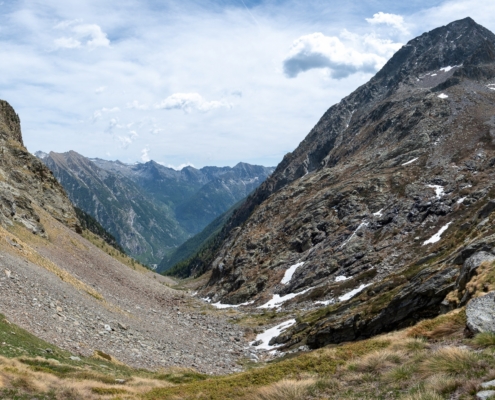 From the pass looking toward the access gully