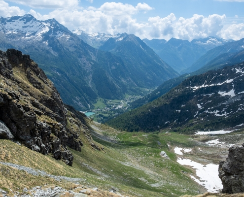 From the Bocchetta Pass, looking toward the Gruebe Alp.