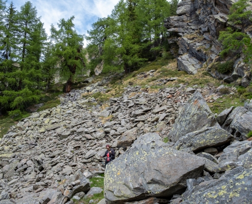 The scree slope going up to the left