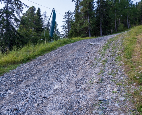 Steep section of the dirt road