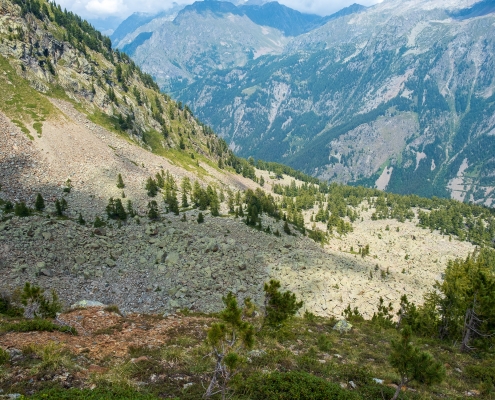 The rocky gully just crossed