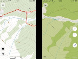 Phonemaps (sx) e Maps.me (dx)