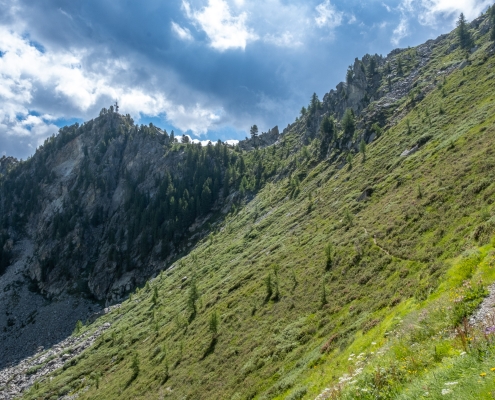 The path from Pra Bianco Pass down to the Garda Pass