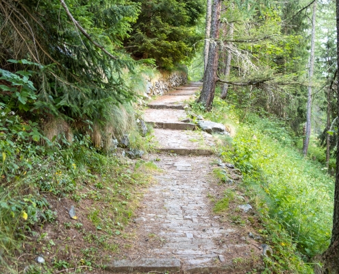 Long steps at the beginning of the trail