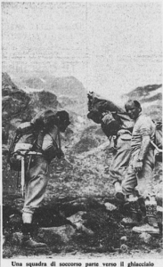 A rescue team sets off for the glacier