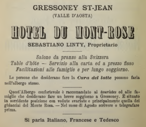 Pubblicità dell'hotel du Mont-Rose, 1900