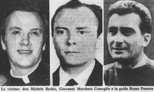 Le vittime: don Michele Bechis, Giovanni Marchese Comoglio e la guida Remo Passera